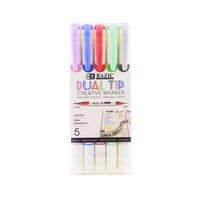 Bazic Asst. Color Fine Tip Permanent Markers w/ Pocket Clip (5/Pack)