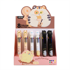 BCmini - Puffy Eye Cat 8-Color Retractable Ball Pen
