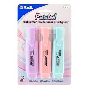 Bazic Pastel Highlighters 3 Pastel Colors