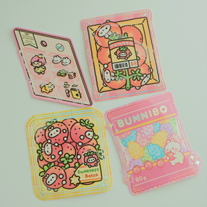 2jingis2jing - Bunnie Grocery Die Cut Stickers