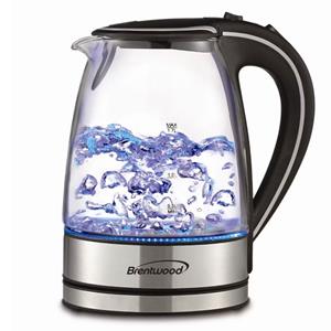 Brentwood 1.7L Tempered Glass Electric Tea Kettle in Black