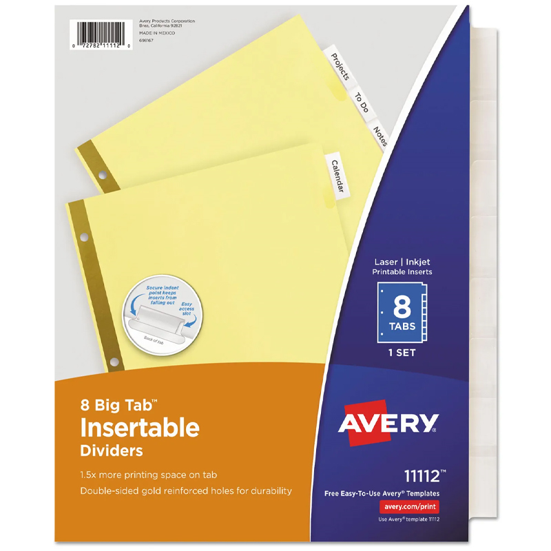 Avery Dividers 8 Big Tab Clear