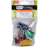 Large Metallic Binder Clips 4PK