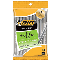 BIC Round Stic Xtra Life Black Pens 10PK