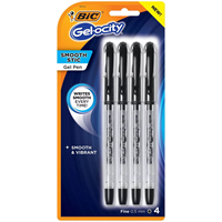 BIC Gelocity Smooth Stic Gel Pens Black 4PK