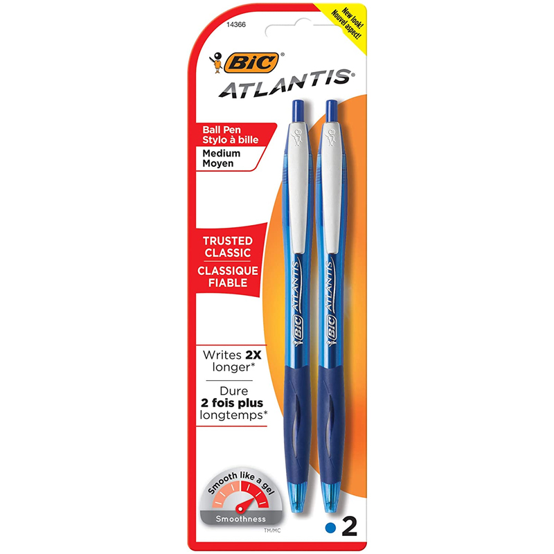 BIC Atlantis Retractable Ballpoint Pens Blue 2PK (SKU 1021796269) BIC Atlantis Retractable Ballpoint Pens Blue 2PK (SKU 1021796269)