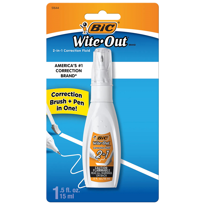 BIC Wite Out 2-in-1 Correction Fluid 0.51oz (SKU 1044892270) BIC Wite Out 2-in-1 Correction Fluid 0.51oz (SKU 1044892270)
