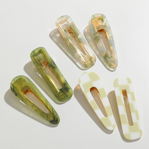 Adorro - Green Printed Barrette Hair Clip (Set of 2)