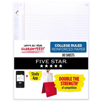 Five Star 80ct College Ruled Reinforced Filler Paper