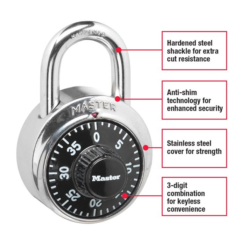 Masterlock 1-7/8 - 3 Digit Combination Lock - Black