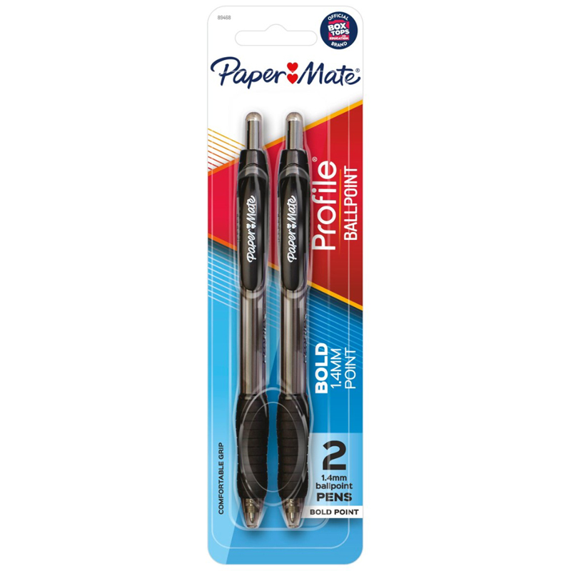 Paper Mate Profile 1.4mm Ballpoint Pens Black 2PK (SKU 1025590269)