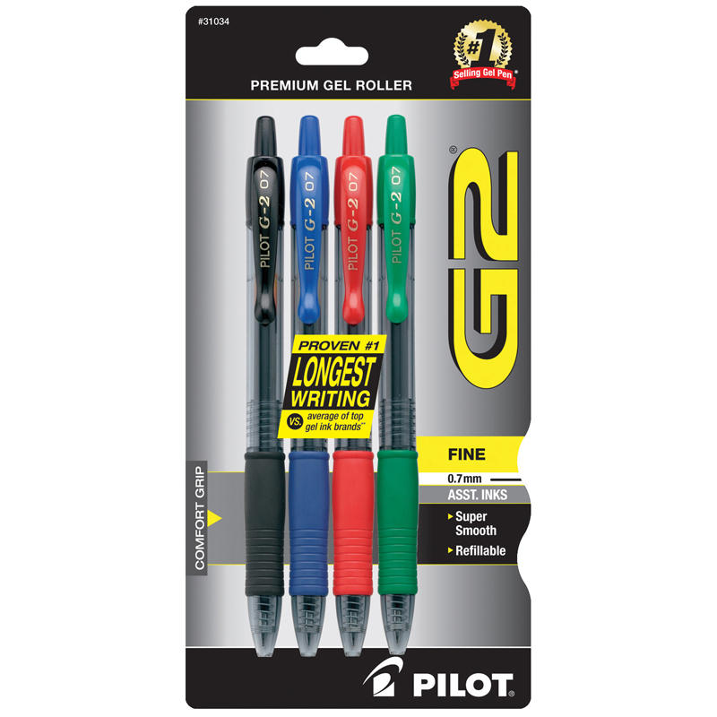 Pilot G2 Fine 0.7mm Assorted Pens 4PK (SKU 1054385669) Pilot G2 Fine 0.7mm Assorted Pens 4PK (SKU 1054385669)