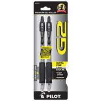 Pilot G2 Ultra Fine 0.38mm Black Ink Pens 2PK