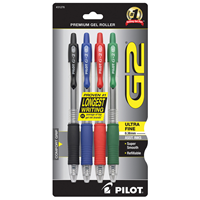 Pilot G2 Ultra Fine 0.38mm Assorted Ink 4PK