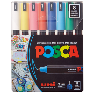 Posca Extra Fine Tip Acrylic Paint Markers 8PK