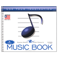 Music Notebook White 7x8.5in 24Sht 8 Stave