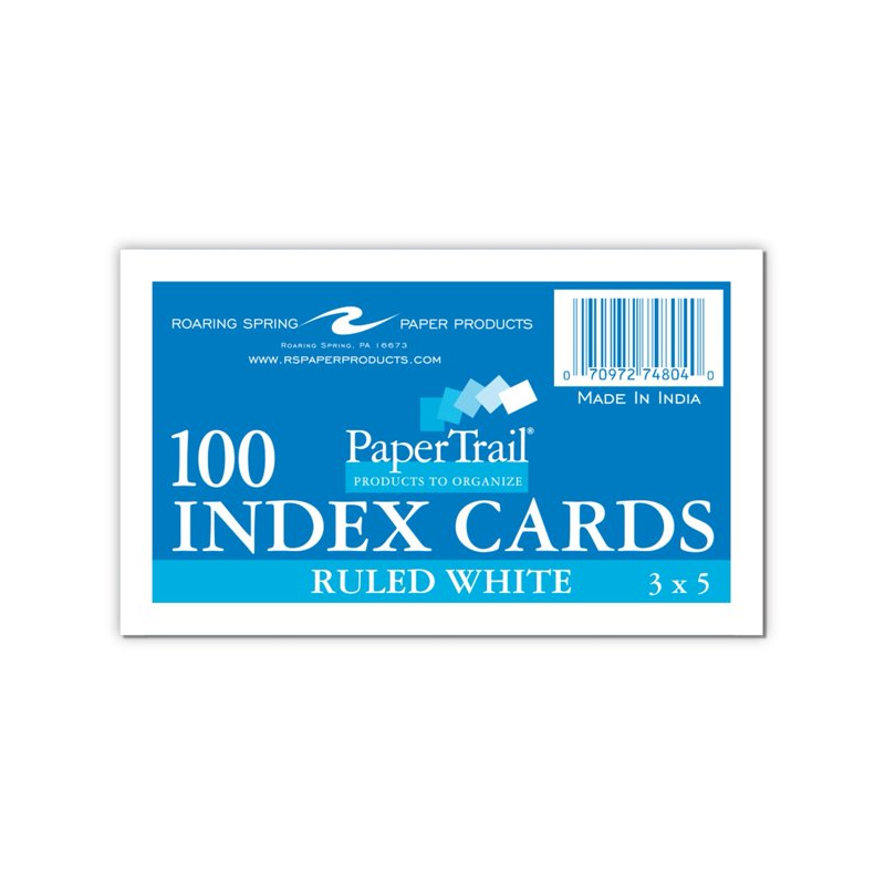 Roaring Spring Ruled White Index Cards 3" x 5" (SKU 1041709680)