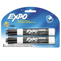 EXPO Low Odor Dry Erase Markers Chisel Tip Black 2 PK