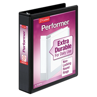 Cardinal® Performer™ ClearVue™ Binders, Non-Locking Round Rings, ClearVue Covers, 1.5", Black