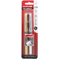 Uni-Ball Gel Impact Gold & Silver Bold Point Pens 2PK