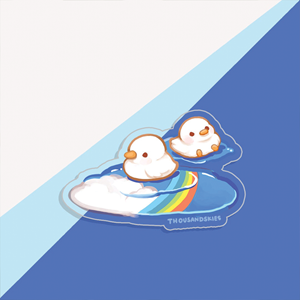 Thousand Skies - Vinyl Sticker (Transparent) Ducklings in Rainbow Puddles