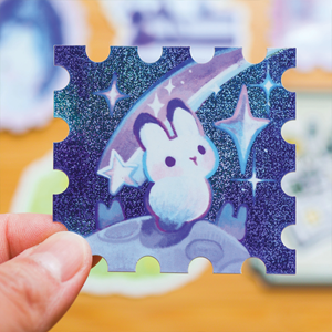 Thousand Skies - Vinyl Sticker (Holographic) Rabbit in Outerspace Stamp