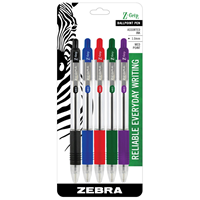 Zebra Z-Grip Retractable Assorted Ballpoint Pens 5Pk