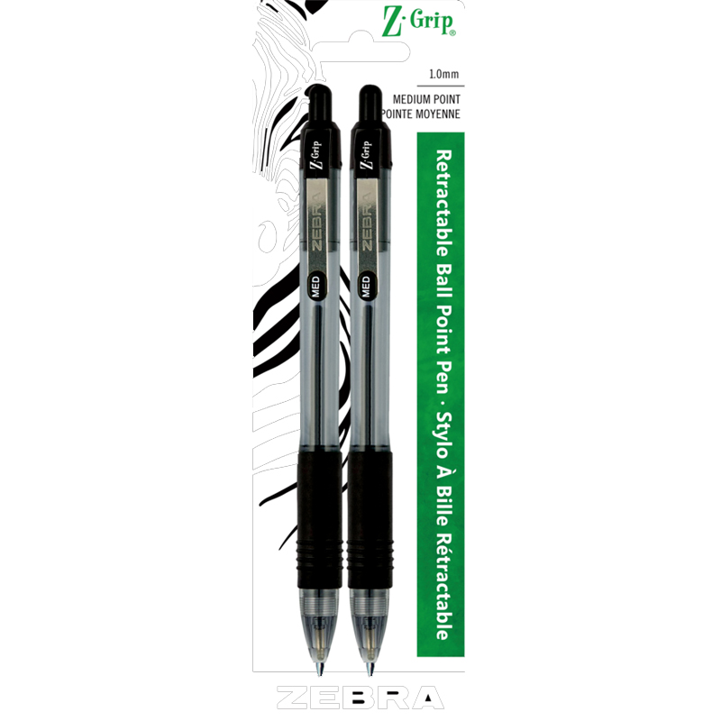 Zebra Z-Grip Retractable Black Ballpoint Pens 2PK | Southwestern