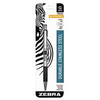 Zebra 41311 G-301 Black Ink with Stainless Steel Barrel 0.7mm Retractable Roller Ball Gel Pen